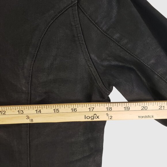 Hidden Jeans Cropped Black Faux Leather Moto Jacket Womens L - Picture 8 of 13
